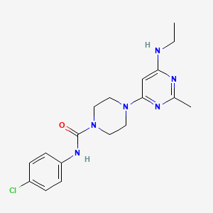 molecular formula C18H23ClN6O B4489426 N-(4-chlorophenyl)-4-[6-(ethylamino)-2-methyl-4-pyrimidinyl]-1-piperazinecarboxamide 