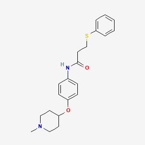 molecular formula C21H26N2O2S B4489453 N-{4-[(1-methyl-4-piperidinyl)oxy]phenyl}-3-(phenylthio)propanamide 