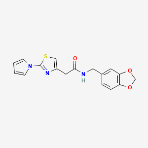 2-(2-(1H-pyrrol-1-yl)thiazol-4-yl)-N-(benzo[d][1,3]dioxol-5-ylmethyl)acetamide