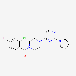 4-[4-(2-CHLORO-4-FLUOROBENZOYL)PIPERAZIN-1-YL]-6-METHYL-2-(PYRROLIDIN-1-YL)PYRIMIDINE