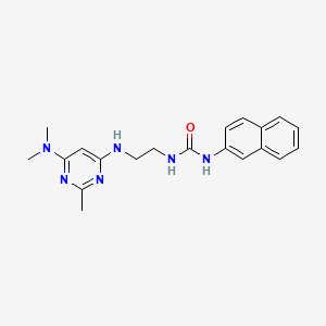 molecular formula C20H24N6O B4489579 N-(2-{[6-(dimethylamino)-2-methyl-4-pyrimidinyl]amino}ethyl)-N'-2-naphthylurea 