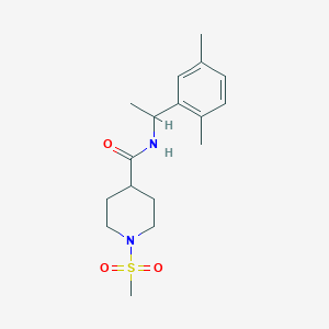 molecular formula C17H26N2O3S B4489673 N-[1-(2,5-DIMETHYLPHENYL)ETHYL]-1-METHANESULFONYLPIPERIDINE-4-CARBOXAMIDE 