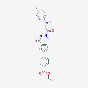 molecular formula C23H23N3O4 B448979 Ethyl 4-{5-[2-(4-toluidinoacetyl)carbohydrazonoyl]-2-furyl}benzoate 