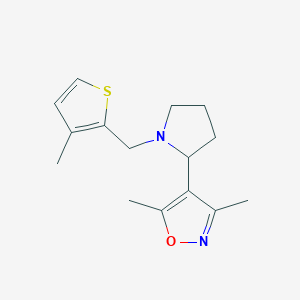 molecular formula C15H20N2OS B4489806 3,5-Dimethyl-4-{1-[(3-methylthiophen-2-YL)methyl]pyrrolidin-2-YL}-1,2-oxazole 