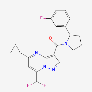 molecular formula C21H19F3N4O B4489902 5-cyclopropyl-7-(difluoromethyl)-3-{[2-(3-fluorophenyl)-1-pyrrolidinyl]carbonyl}pyrazolo[1,5-a]pyrimidine 