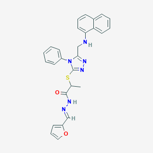 molecular formula C27H24N6O2S B448994 N'-(2-furylmethylene)-2-({5-[(1-naphthylamino)methyl]-4-phenyl-4H-1,2,4-triazol-3-yl}sulfanyl)propanohydrazide 