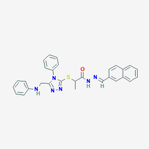 molecular formula C29H26N6OS B448995 2-{[5-(anilinomethyl)-4-phenyl-4H-1,2,4-triazol-3-yl]sulfanyl}-N'-(2-naphthylmethylene)propanohydrazide 