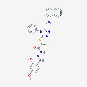 molecular formula C31H30N6O3S B448999 N'-(2,4-dimethoxybenzylidene)-2-({5-[(1-naphthylamino)methyl]-4-phenyl-4H-1,2,4-triazol-3-yl}sulfanyl)propanohydrazide 