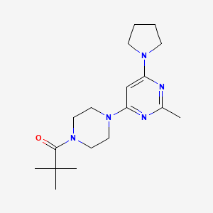 2,2-Dimethyl-1-(4-(2-methyl-6-(pyrrolidin-1-yl)pyrimidin-4-yl)piperazin-1-yl)propan-1-one