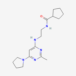 molecular formula C17H27N5O B4490042 N-(2-{[2-methyl-6-(1-pyrrolidinyl)-4-pyrimidinyl]amino}ethyl)cyclopentanecarboxamide 