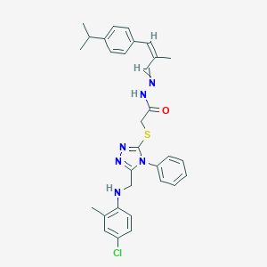 2-({5-[(4-chloro-2-methylanilino)methyl]-4-phenyl-4H-1,2,4-triazol-3-yl}sulfanyl)-N'-[3-(4-isopropylphenyl)-2-methyl-2-propenylidene]acetohydrazide