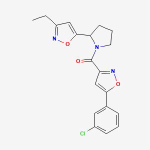 molecular formula C19H18ClN3O3 B4490073 5-(3-chlorophenyl)-3-{[2-(3-ethyl-5-isoxazolyl)-1-pyrrolidinyl]carbonyl}isoxazole 