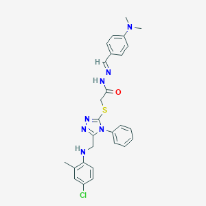 molecular formula C27H28ClN7OS B449008 2-({5-[(4-chloro-2-methylanilino)methyl]-4-phenyl-4H-1,2,4-triazol-3-yl}sulfanyl)-N'-[4-(dimethylamino)benzylidene]acetohydrazide 
