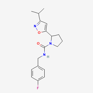 molecular formula C18H22FN3O2 B4490134 N-[(4-Fluorophenyl)methyl]-2-[3-(propan-2-YL)-1,2-oxazol-5-YL]pyrrolidine-1-carboxamide 