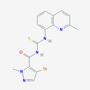 molecular formula C16H14BrN5OS B449019 N-[(4-bromo-1-methyl-1H-pyrazol-5-yl)carbonyl]-N'-(2-methyl-8-quinolinyl)thiourea 