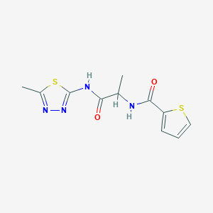 molecular formula C11H12N4O2S2 B4490204 N-{1-methyl-2-[(5-methyl-1,3,4-thiadiazol-2-yl)amino]-2-oxoethyl}-2-thiophenecarboxamide 