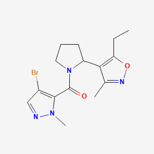 molecular formula C15H19BrN4O2 B4490212 4-[1-(4-Bromo-1-methyl-1H-pyrazole-5-carbonyl)pyrrolidin-2-YL]-5-ethyl-3-methyl-1,2-oxazole 