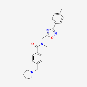 molecular formula C23H26N4O2 B4490263 N-METHYL-N-{[3-(4-METHYLPHENYL)-1,2,4-OXADIAZOL-5-YL]METHYL}-4-[(PYRROLIDIN-1-YL)METHYL]BENZAMIDE 