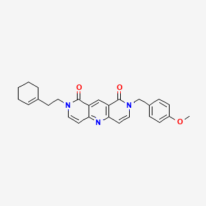 molecular formula C27H27N3O3 B4490288 2-[2-(CYCLOHEX-1-EN-1-YL)ETHYL]-8-[(4-METHOXYPHENYL)METHYL]-1H,2H,8H,9H-PYRIDO[4,3-B]1,6-NAPHTHYRIDINE-1,9-DIONE 