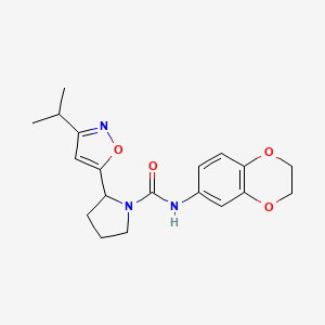 molecular formula C19H23N3O4 B4490304 N-(2,3-Dihydro-1,4-benzodioxin-6-YL)-2-[3-(propan-2-YL)-1,2-oxazol-5-YL]pyrrolidine-1-carboxamide 