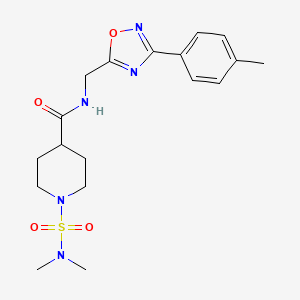 molecular formula C18H25N5O4S B4490313 1-(dimethylsulfamoyl)-N-{[3-(4-methylphenyl)-1,2,4-oxadiazol-5-yl]methyl}piperidine-4-carboxamide 