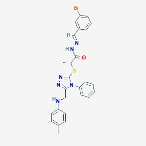 molecular formula C26H25BrN6OS B449039 N'-(3-bromobenzylidene)-2-{[4-phenyl-5-(4-toluidinomethyl)-4H-1,2,4-triazol-3-yl]sulfanyl}propanohydrazide 