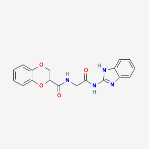 molecular formula C18H16N4O4 B4490405 N-[2-(1,3-dihydro-2H-benzimidazol-2-ylideneamino)-2-oxoethyl]-2,3-dihydro-1,4-benzodioxine-2-carboxamide 