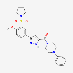 molecular formula C25H29N5O4S B4490460 {5-[4-methoxy-3-(pyrrolidin-1-ylsulfonyl)phenyl]-1H-pyrazol-3-yl}(4-phenylpiperazin-1-yl)methanone 