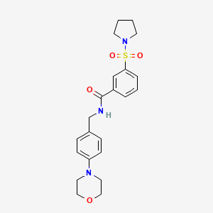 molecular formula C22H27N3O4S B4490512 N-{[4-(MORPHOLIN-4-YL)PHENYL]METHYL}-3-(PYRROLIDINE-1-SULFONYL)BENZAMIDE 