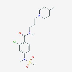 molecular formula C18H28ClN3O3S B4490523 2-CHLORO-4-(N-METHYLMETHANESULFONAMIDO)-N-[3-(4-METHYLPIPERIDIN-1-YL)PROPYL]BENZAMIDE 