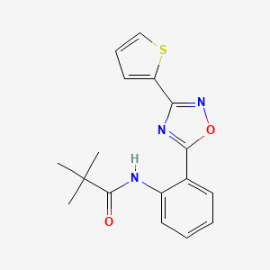 molecular formula C17H17N3O2S B4490535 2,2-dimethyl-N-{2-[3-(2-thienyl)-1,2,4-oxadiazol-5-yl]phenyl}propanamide 