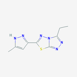 3-ethyl-6-(3-methyl-1H-pyrazol-5-yl)[1,2,4]triazolo[3,4-b][1,3,4]thiadiazole