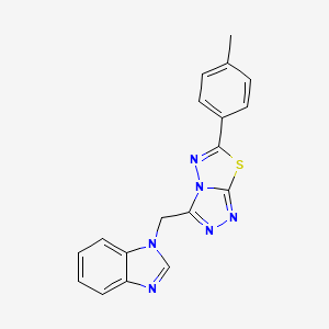 molecular formula C18H14N6S B4490609 1-{[6-(4-METHYLPHENYL)-[1,2,4]TRIAZOLO[3,4-B][1,3,4]THIADIAZOL-3-YL]METHYL}-1H-1,3-BENZODIAZOLE 