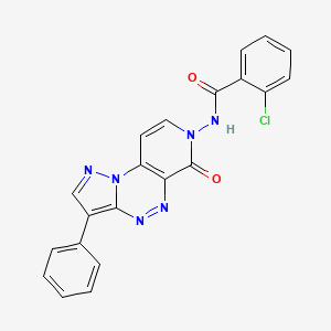 molecular formula C21H13ClN6O2 B4490621 2-chloro-N-(6-oxo-3-phenylpyrazolo[5,1-c]pyrido[4,3-e][1,2,4]triazin-7(6H)-yl)benzamide 