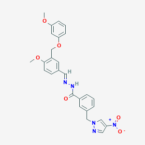 3-({4-nitro-1H-pyrazol-1-yl}methyl)-N'-{4-methoxy-3-[(3-methoxyphenoxy)methyl]benzylidene}benzohydrazide