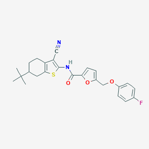 molecular formula C25H25FN2O3S B449069 N-(6-tert-butyl-3-cyano-4,5,6,7-tetrahydro-1-benzothiophen-2-yl)-5-[(4-fluorophenoxy)methyl]furan-2-carboxamide 