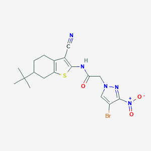 molecular formula C18H20BrN5O3S B449070 2-{4-bromo-3-nitro-1H-pyrazol-1-yl}-N-(6-tert-butyl-3-cyano-4,5,6,7-tetrahydro-1-benzothien-2-yl)acetamide 