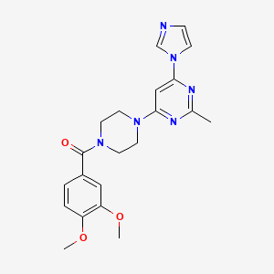 molecular formula C21H24N6O3 B4490848 4-[4-(3,4-dimethoxybenzoyl)-1-piperazinyl]-6-(1H-imidazol-1-yl)-2-methylpyrimidine 