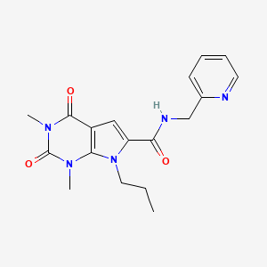 molecular formula C18H21N5O3 B4490853 1,3-dimethyl-2,4-dioxo-7-propyl-N-(pyridin-2-ylmethyl)-2,3,4,7-tetrahydro-1H-pyrrolo[2,3-d]pyrimidine-6-carboxamide 