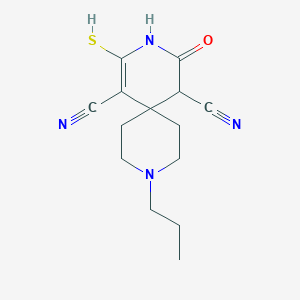 molecular formula C14H18N4OS B4490859 2-mercapto-4-oxo-9-propyl-3,9-diazaspiro[5.5]undec-1-ene-1,5-dicarbonitrile 