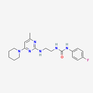 molecular formula C19H25FN6O B4490871 N-(4-fluorophenyl)-N'-(2-{[4-methyl-6-(1-piperidinyl)-2-pyrimidinyl]amino}ethyl)urea 