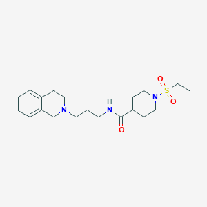 molecular formula C20H31N3O3S B4490968 N-[3-(3,4-dihydro-2(1H)-isoquinolinyl)propyl]-1-(ethylsulfonyl)-4-piperidinecarboxamide 