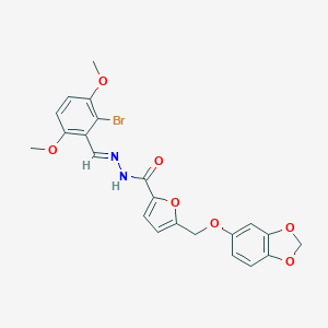 molecular formula C22H19BrN2O7 B449098 5-[(1,3-benzodioxol-5-yloxy)methyl]-N'-(2-bromo-3,6-dimethoxybenzylidene)-2-furohydrazide 