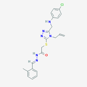 2-({4-allyl-5-[(4-chloroanilino)methyl]-4H-1,2,4-triazol-3-yl}sulfanyl)-N'-(2-methylbenzylidene)acetohydrazide