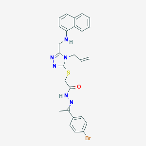 molecular formula C26H25BrN6OS B449109 2-({4-allyl-5-[(1-naphthylamino)methyl]-4H-1,2,4-triazol-3-yl}sulfanyl)-N'-[1-(4-bromophenyl)ethylidene]acetohydrazide 