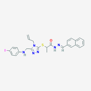 molecular formula C26H25IN6OS B449111 2-({4-allyl-5-[(4-iodoanilino)methyl]-4H-1,2,4-triazol-3-yl}sulfanyl)-N'-(2-naphthylmethylene)propanohydrazide 