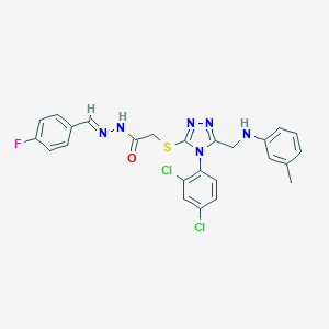 molecular formula C25H21Cl2FN6OS B449118 2-{[4-(2,4-dichlorophenyl)-5-(3-toluidinomethyl)-4H-1,2,4-triazol-3-yl]sulfanyl}-N'-(4-fluorobenzylidene)acetohydrazide 