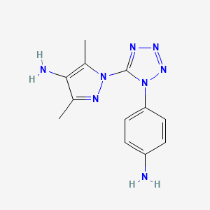 molecular formula C12H14N8 B4491181 1-[1-(4-aminophenyl)-1H-tetrazol-5-yl]-3,5-dimethyl-1H-pyrazol-4-amine 