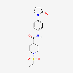 molecular formula C18H25N3O4S B4491212 1-(ETHANESULFONYL)-N-[4-(2-OXOPYRROLIDIN-1-YL)PHENYL]PIPERIDINE-4-CARBOXAMIDE 