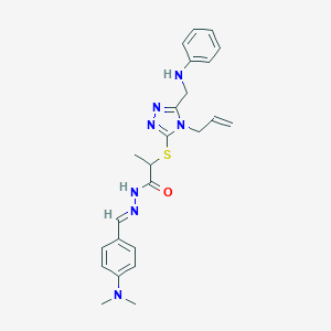 molecular formula C24H29N7OS B449122 2-{[4-allyl-5-(anilinomethyl)-4H-1,2,4-triazol-3-yl]sulfanyl}-N'-[4-(dimethylamino)benzylidene]propanohydrazide 